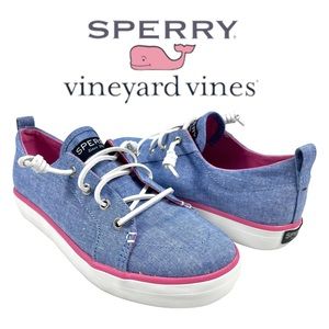 Sperry x Vineyard Vines | Girl US 4M | Crest Vibe Slip-On Sneaker Blue/Pink Shoe